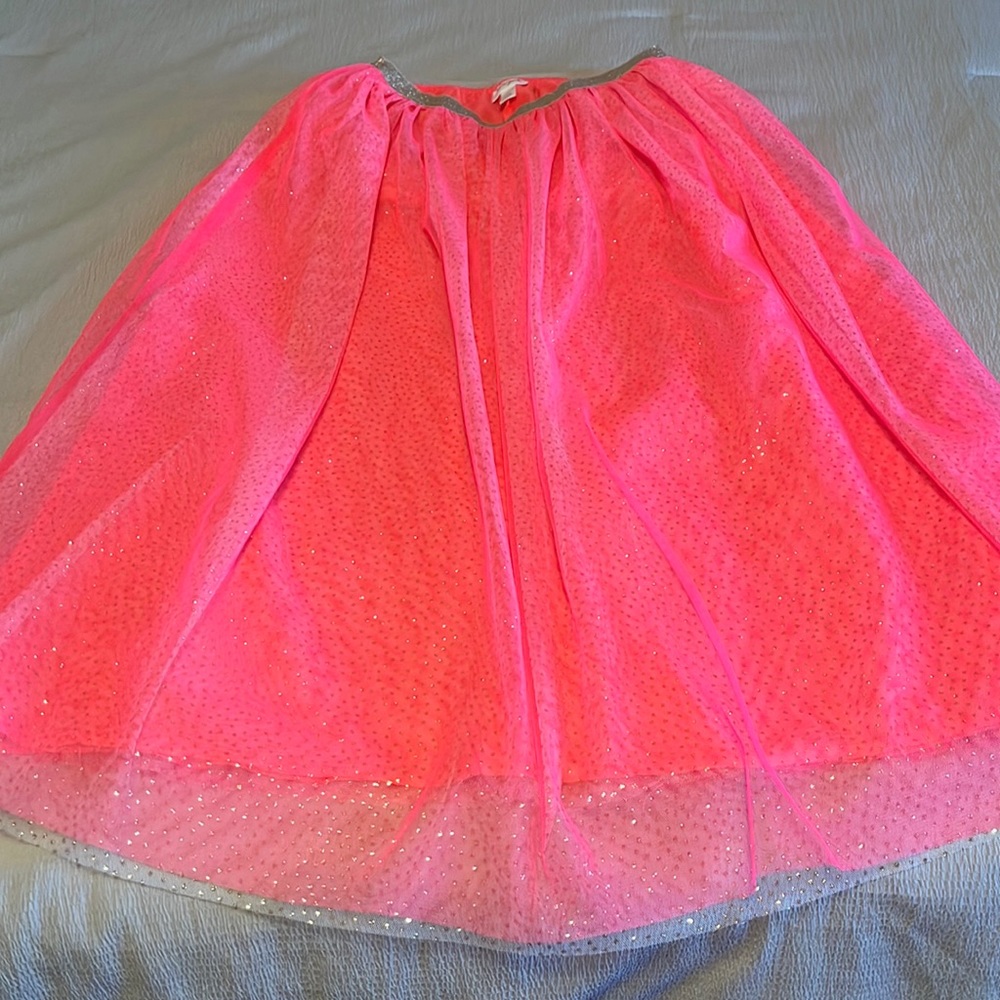 Girls Cat & Jack Long Bright Pink Skirt w/ gold sparkle details. NWOT
